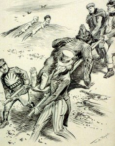 1918年のレッドスケア中に発表された病院事件、反共産主義の漫画 作： William Allen after Rogers